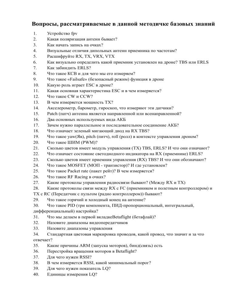 FPV Дроны: Базовые Знания и Настройка