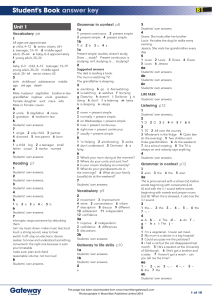 B1 English Student's Book Answer Key