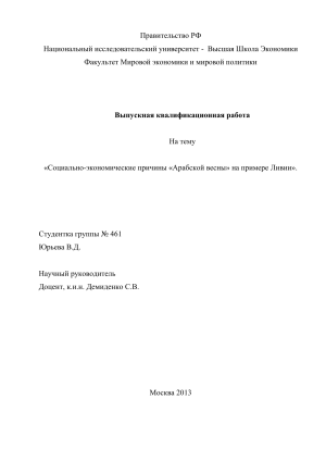 &laquo;Социально-экономические причины &laquo;Арабской весны