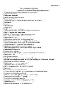 Тест по фотосинтезу: вопросы и ответы