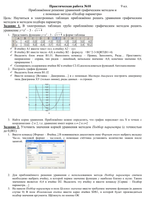 Практическая работа №10 Приближённое решение уравнений графическим методом и