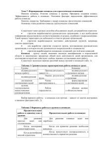 Формирование команды для стратегических изменений