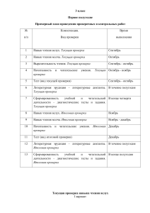 3 класс: План проверочных работ по чтению (1 полугодие)