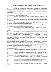 Экзаменационные вопросы по патанатомии