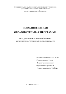 Настольный теннис: образовательная программа для детей