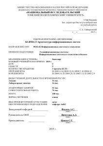 Архитектура информационных систем: Рабочая программа