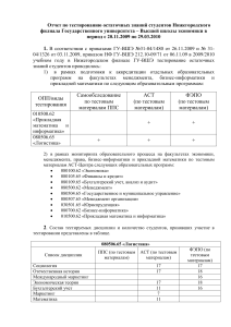 Отчет о тестировании знаний студентов НФ ГУ-ВШЭ