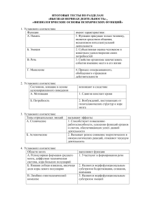 Тесты по ВНД и физиологическим основам психических функций