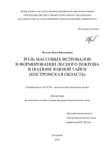 Ветровалы в лесах: диссертация по экологии Костромской области