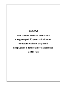 Доклад о ЧС в Курганской области за 2013 год