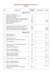 Поурочное планирование по письму 1 класс