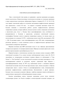 Генетическая коллекция овса ВИР: гены и селекция