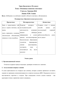 Генетика: основные понятия, урок в 10 классе