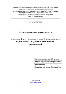 Формы тритикале: кариотипы, замещения, транслокации