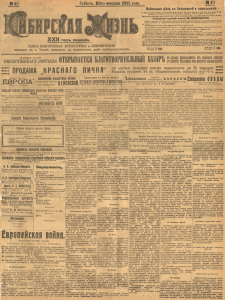 1915 Newspaper: Politics, Literature, Economy & WWI News