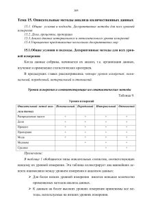 Описательные методы анализа количественных данных
