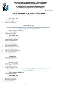 Список абитуриентов СамГМУ 2015: Лечебное дело, Педиатрия
