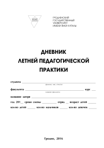 Summer Pedagogical Practice Diary Template