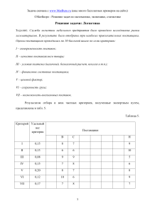 Решение задачи: Выбор поставщика в логистике