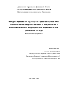 Коррекционно-развивающие занятия во 2 классе СКОУ VIII вида