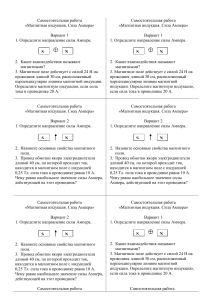 Магнитная индукция. Сила Ампера. Самостоятельная работа