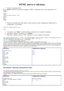 HTML цвета и таблицы: учебное пособие