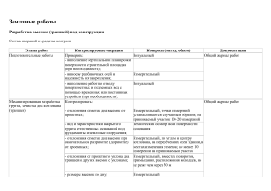 Разработка выемок: технологическая карта