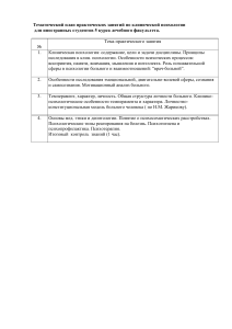 Клиническая психология: план практических занятий для студентов