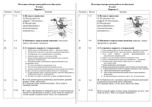 Контрольная работа по биологии, 8 класс