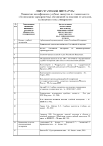 Список литературы для судебных экспертов