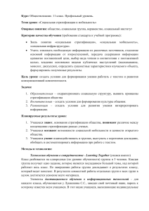 Социальная стратификация и мобильность: план урока