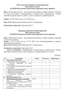Отчет по практике: Формирование УУД в 1 классе