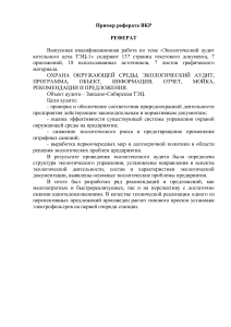 Экологический аудит ТЭЦ: Реферат ВКР