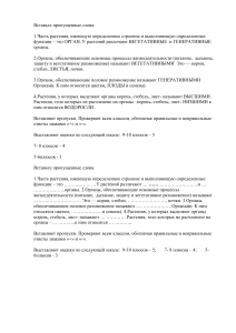 Биология: Части растений - Заполни пропуски