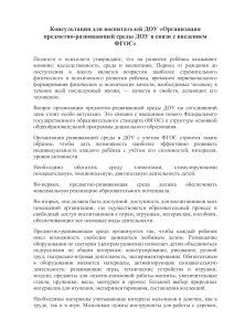 ФГОС: Организация предметно-развивающей среды в ДОУ