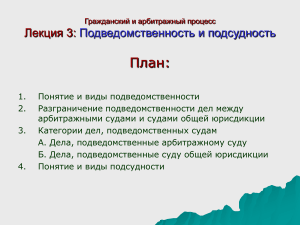 Подведомственность и подсудность: Лекция по гражданскому процессу