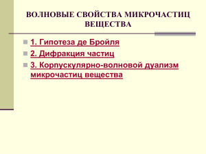 Волновые свойства микрочастиц: презентация по физике