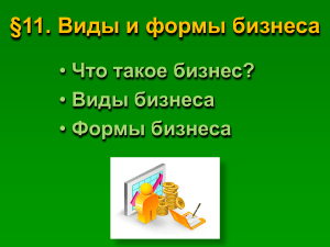 Виды и формы бизнеса: презентация по экономике