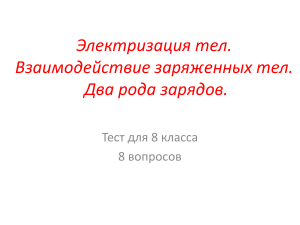 Тест по физике 8 класс: Электризация тел