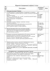 Физика 8 класс: Поурочное планирование по темам