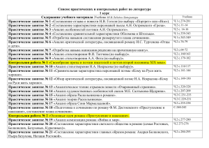 Практические и контрольные работы по литературе, 1 курс