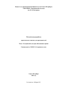 Сестринский уход при заболеваниях крови: Методическая разработка