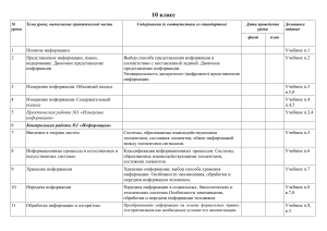 Информатика 10 класс: Учебный план