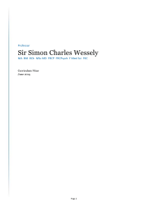 Sir Simon Wessely CV: Psychological Medicine & Military Health