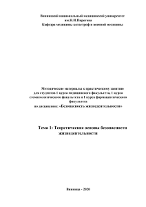 Безопасность жизнедеятельности: Теоретические основы