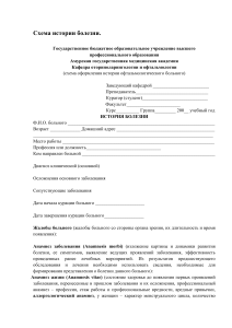 Схема истории болезни по офтальмологии
