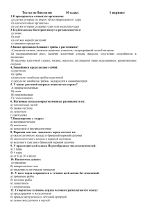 Тест по биологии, 10 класс