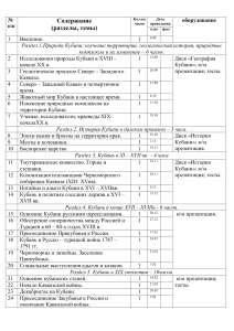 Кубановедение 10 класс: календарно-тематическое планирование