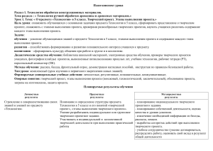 План-конспект урока технологии 5 класс: Творческий проект