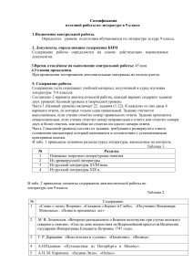 Спецификация итоговой работы по литературе, 9 класс